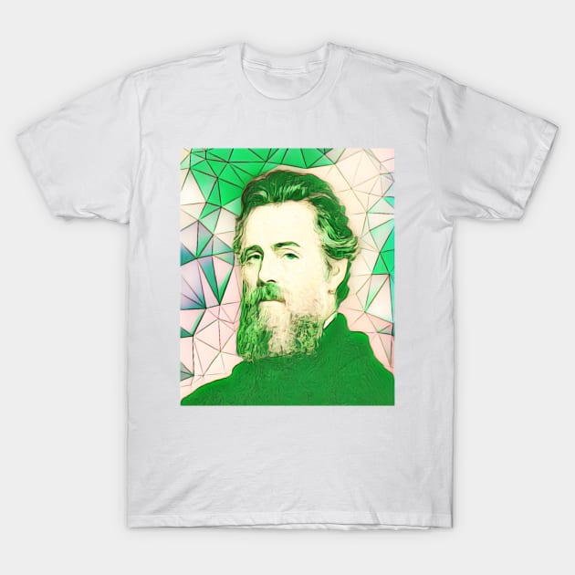 Herman Melville Green Portrait | Herman Melville Artwork 7 T-Shirt by JustLit